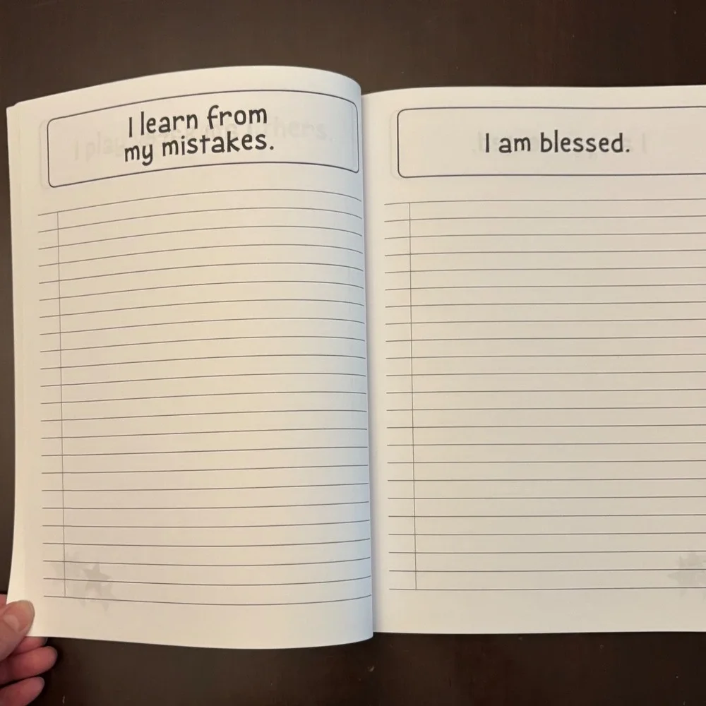 Positive‎ Affirmation Notebook Kids Journal Space Moon Rocket Blue Softcover